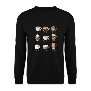 Funny Coffee Cups - Unisex Sweatshirt - black - Front - Alina (178cm) & Michal (187cm)