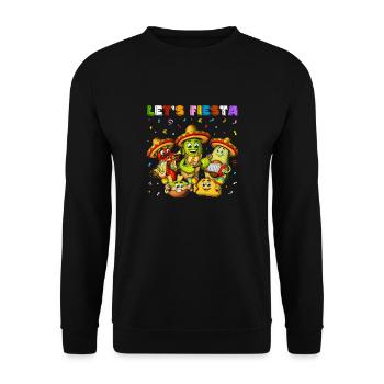 Mexikanisches Let's Fiesta - Unisex Pullover - Schwarz - Vorne - Alina (178cm) & Michal (187cm)