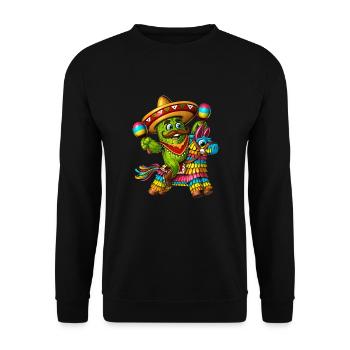 Mexican Cactus Riding Pinata - Unisex Sweatshirt - black - Front - Alina (178cm) & Michal (187cm)