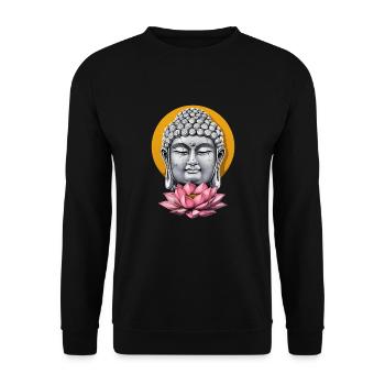 Buddha Lotus - Unisex Pullover - Schwarz - Vorne - Alina (178cm) & Michal (187cm)