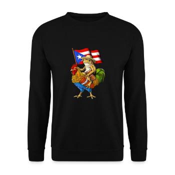 Puerto Rican Coqui Frog Riding Rooster - Unisex Sweatshirt - black - Front - Alina (178cm) & Michal (187cm)