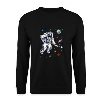 Astronaut Pool Spieler - Unisex Pullover - Schwarz - Vorne - Alina (178cm) & Michal (187cm)