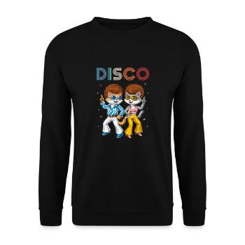 Disco-Katzen - Unisex Pullover - Schwarz - Vorne - Alina (178cm) & Michal (187cm)