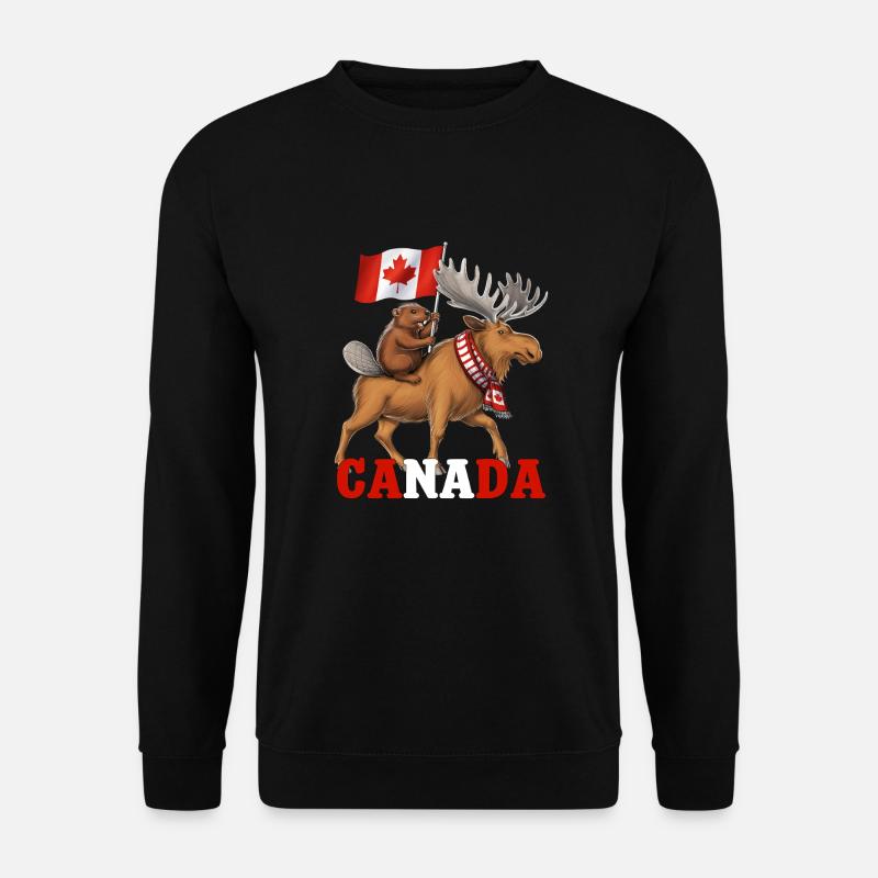Canada Beaver Riding Moose COMPLET - Sweat-shirt Unisexe - noir