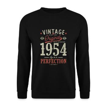 1954 Zeitalter der Perfektion Geburtstag 1954 - Unisex Pullover - Schwarz - Vorne - Alina (178cm) & Michal (187cm)