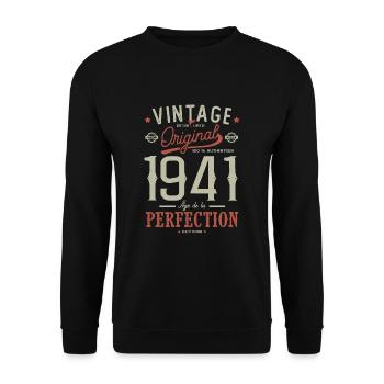 age of perfection 1941, birthday 81 years - Unisex Sweatshirt - black - Front - Alina (178cm) & Michal (187cm)