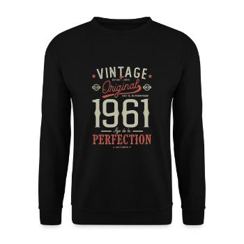 Age of Perfection 1961 Anniversary 61 Years - Unisex Sweatshirt - black - Front - Alina (178cm) & Michal (187cm)