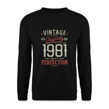Altersperfektion 1981 Geburtstagsgeschenk 40 Jahre - Unisex Pullover - Schwarz - Vorne - Alina (178cm) & Michal (187cm)