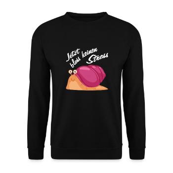 Bloss keinen Stress immer schön ruhig bleiben - Unisex Pullover - Schwarz - Vorne - Alina (178cm) & Michal (187cm)