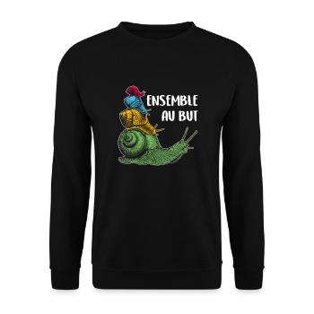ensemble vers le but quatre escargots et proverbe - Sweat-shirt Unisexe - noir - Devant - Alina (178cm) & Michal (187cm)