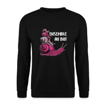 ensemble vers le but quatre escargots et proverbe - Sweat-shirt Unisexe - noir - Devant - Alina (178cm) & Michal (187cm)