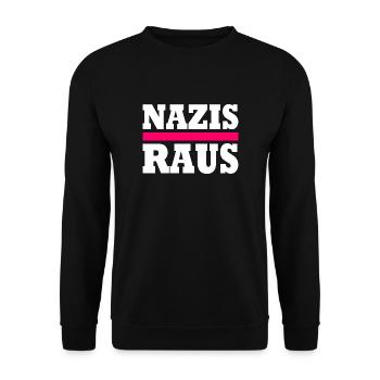Nazis raus - Unisex Pullover - Schwarz - Vorne - Alina (178cm) & Michal (187cm)