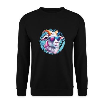 Cool bouc avec des lunettes de soleil sur une touche de couleur - Sweat-shirt Unisexe - noir - Devant - Alina (178cm) & Michal (187cm)