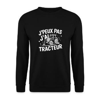 tee shirt I can't, I have tractor - Unisex Sweatshirt - black - Front - Alina (178cm) & Michal (187cm)