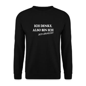 Ich denke also bin ich beim hornussen - Unisex Pullover - Schwarz - Vorne - Alina (178cm) & Michal (187cm)