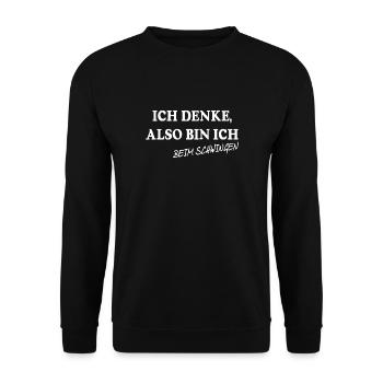 Ich denke also bin ich Bein Schwingen - Unisex Pullover - Schwarz - Vorne - Alina (178cm) & Michal (187cm)