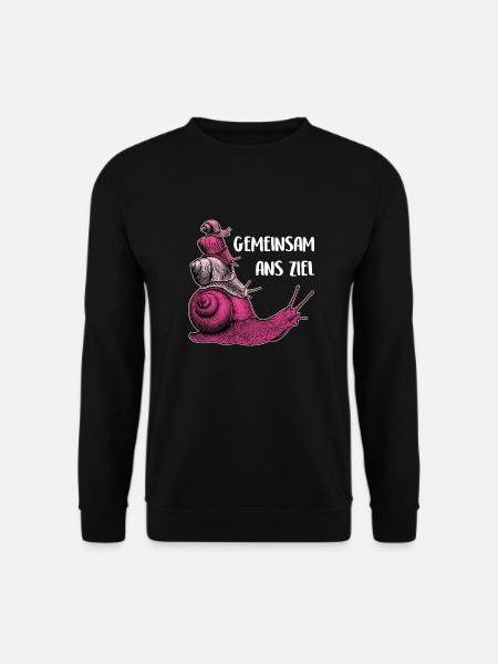 Gemeinsam ans Ziel vier Schnecken übereinander - Unisex Pullover - Schwarz