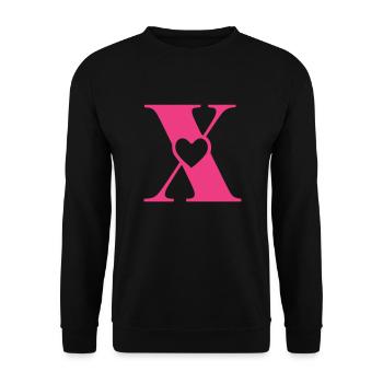 Lettre x Lettre initiale avec coeur - Sweat-shirt Unisexe - noir - Devant - Alina (178cm) & Michal (187cm)