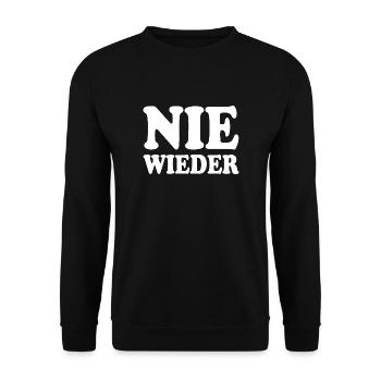 Nie wieder - Unisex Pullover - Schwarz - Vorne - Alina (178cm) & Michal (187cm)