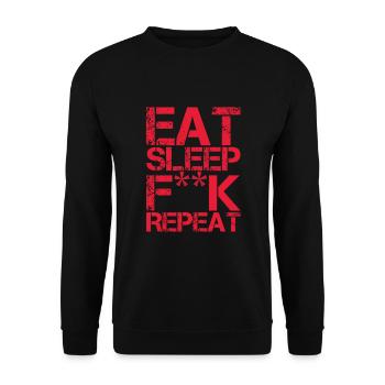 EAT SLEEP F ** K REPEAT - BAISE - Sweat-shirt Unisexe - noir - Devant - Alina (178cm) & Michal (187cm)
