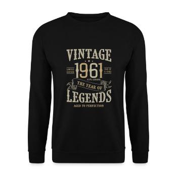 1961 Vintage Birthday Vintage 1961 - Unisex Sweatshirt - black - Front - Alina (178cm) & Michal (187cm)