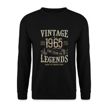 1965 Geburtstag Vintage Geborene Legenden Geboren 1965 - Unisex Pullover - Schwarz - Vorne - Alina (178cm) & Michal (187cm)