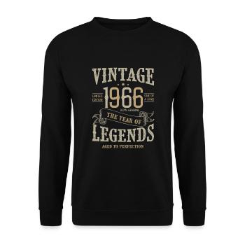 Jahrgang 1966 Jahrgang Jubiläum 1966 - Unisex Pullover - Schwarz - Vorne - Alina (178cm) & Michal (187cm)