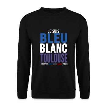 football je suis bleu blanc Toulouse supporters - Sweat-shirt Unisexe - noir - Devant - Alina (178cm) & Michal (187cm)