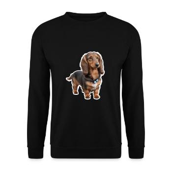 Dackel - Unisex Pullover - Schwarz - Vorne - Alina (178cm) & Michal (187cm)