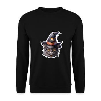 Halloween Cat - Unisex Sweatshirt - black - Front - Alina (178cm) & Michal (187cm)