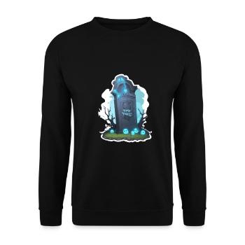 Halloween Grabstein - Unisex Pullover - Schwarz - Vorne - Alina (178cm) & Michal (187cm)