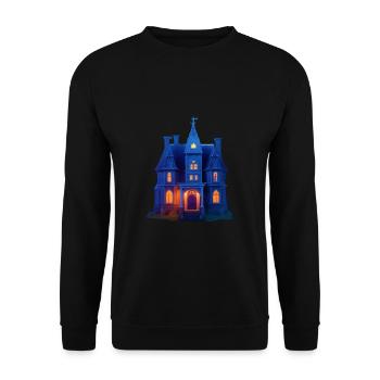 Gruselhaus Halloween - Unisex Pullover - Schwarz - Vorne - Alina (178cm) & Michal (187cm)