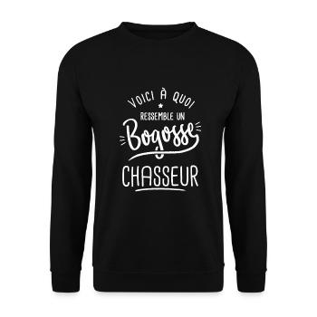 chasse Bogosse chasseur marrant papa chasseur - Sweat-shirt Unisexe - noir - Devant - Alina (178cm) & Michal (187cm)