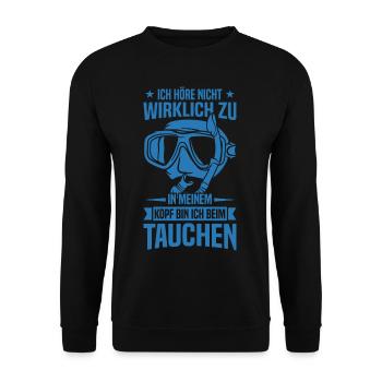 Scuba Diver Shirt Für Flaschen Taucher Tauchen - Unisex Pullover - Schwarz - Vorne - Alina (178cm) & Michal (187cm)
