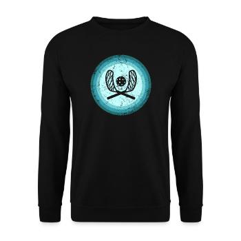 Retro Floorball Player Floorball Floorball Player - Unisex Sweatshirt - black - Front - Alina (178cm) & Michal (187cm)