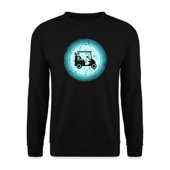 Golfer Golfspieler Retro Golf Cart Golfen - Unisex Pullover - Schwarz - Vorne - Alina (178cm) & Michal (187cm)