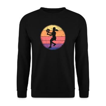Padel Player Retro Design Padeltennis Women - Unisex Sweatshirt - black - Front - Alina (178cm) & Michal (187cm)
