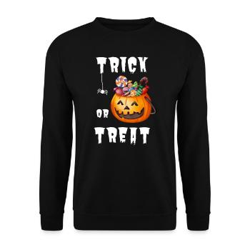 Truc ou friandise d’Halloween - Sweat-shirt Unisexe - noir - Devant - Alina (178cm) & Michal (187cm)