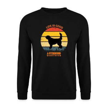 Life Is Good A Otterhound Makes It Better - Unisex Pullover - Schwarz - Vorne - Alina (178cm) & Michal (187cm)