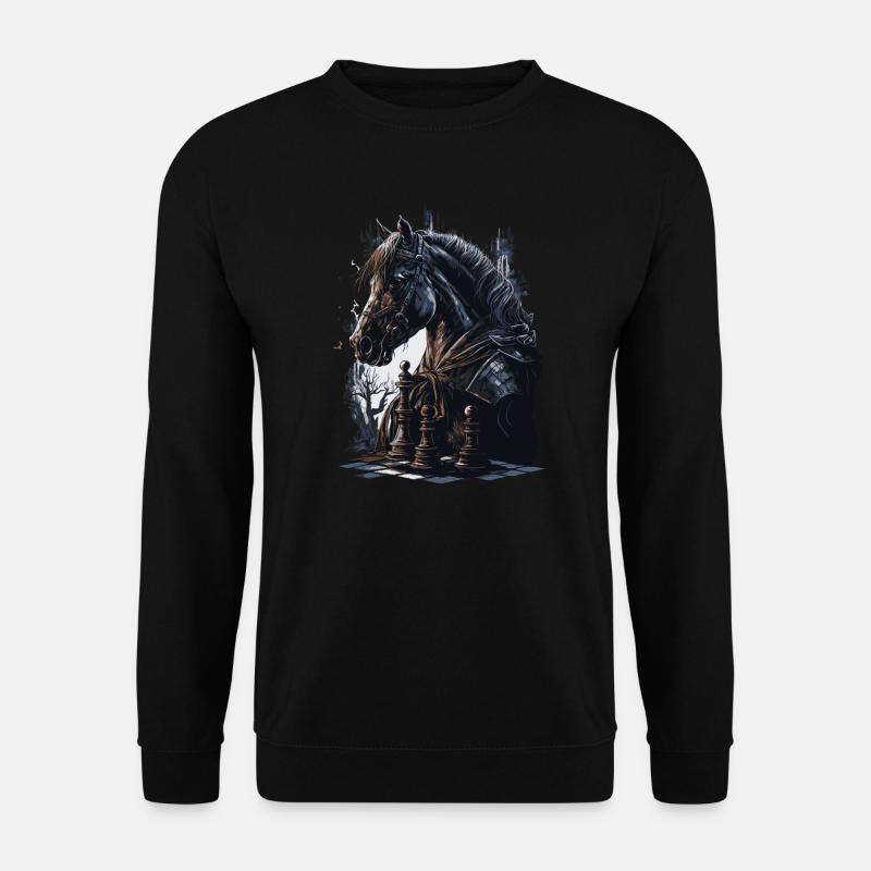 Springer Schach Pferd - Unisex Pullover - Schwarz