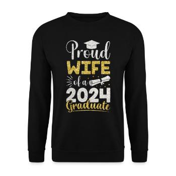 Fière épouse d’un étudiant diplômé de l’université 2024 - Sweat-shirt Unisexe - noir - Devant - Alina (178cm) & Michal (187cm)