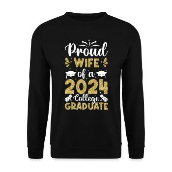 Fière épouse d’un étudiant diplômé de l’université 2024 - Sweat-shirt Unisexe - noir - Devant - Alina (178cm) & Michal (187cm)