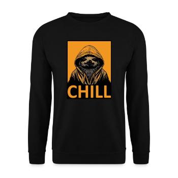 Chilliges Faultier - Unisex Pullover - Schwarz - Vorne - Alina (178cm) & Michal (187cm)