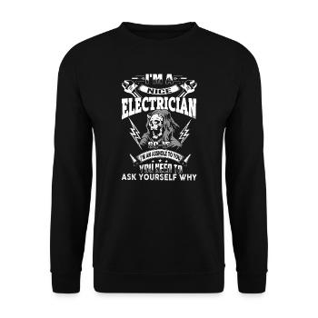 I am A Nice Electrician - Unisex Sweatshirt - black - Front - Alina (178cm) & Michal (187cm)