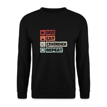 Dizi Cay Cekirdek Repeat Turkish sayings funny - Unisex Sweatshirt - black - Front - Alina (178cm) & Michal (187cm)