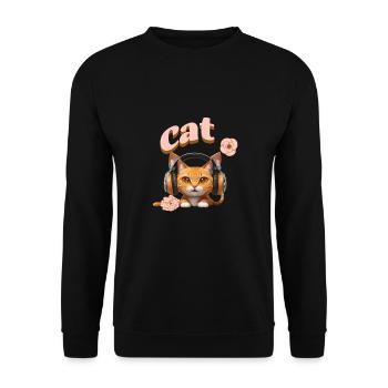 teeshirt chat mignon - Sweat-shirt Unisexe - noir - Devant - Alina (178cm) & Michal (187cm)