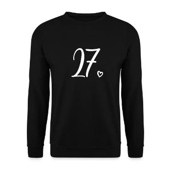 Süße Nummer 27, 27 Jahre alt, Geschenk zum 27. Geburtstag - Unisex Pullover - Schwarz - Vorne - Alina (178cm) & Michal (187cm)