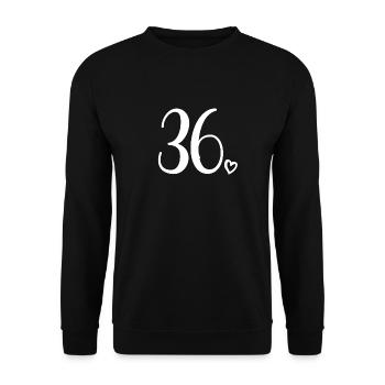 Niedliche Nummer 36, 36 Jahre alt, 36. Geburtstagsgeschenk - Unisex Pullover - Schwarz - Vorne - Alina (178cm) & Michal (187cm)