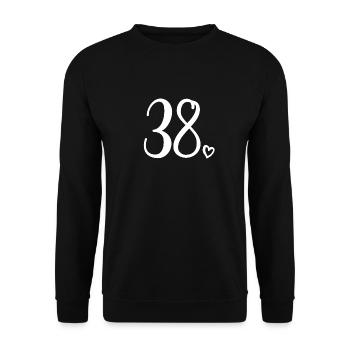 Numéro mignon 38, 38 ans, 38e cadeau d'anniversaire - Sweat-shirt Unisexe - noir - Devant - Alina (178cm) & Michal (187cm)