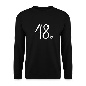 Niedliche Nummer 48, 48 Jahre alt, 48. Geburtstagsgeschenk - Unisex Pullover - Schwarz - Vorne - Alina (178cm) & Michal (187cm)